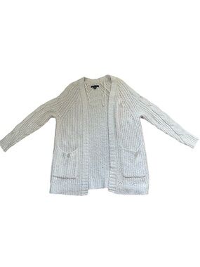 American Eagle Outfitters Cream Open-Front Knit Cardigan